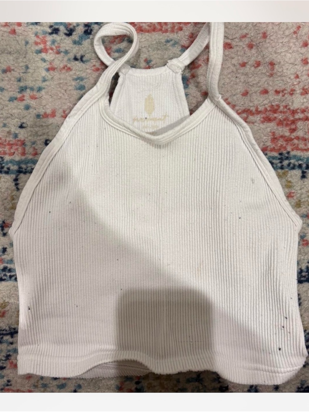 FP Movement by Free People White Ribbed Halter Crop Tank